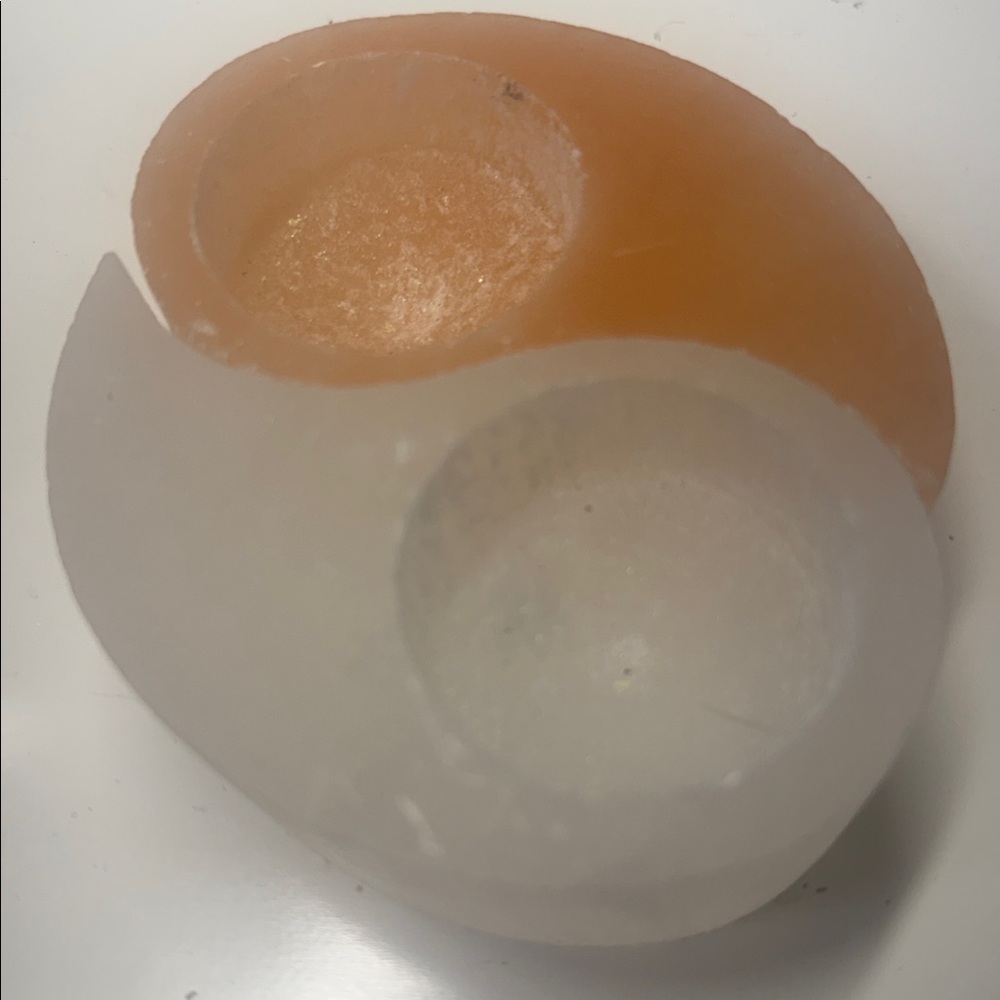 Selenite Ying And Yang Sphere Or Votive Holder